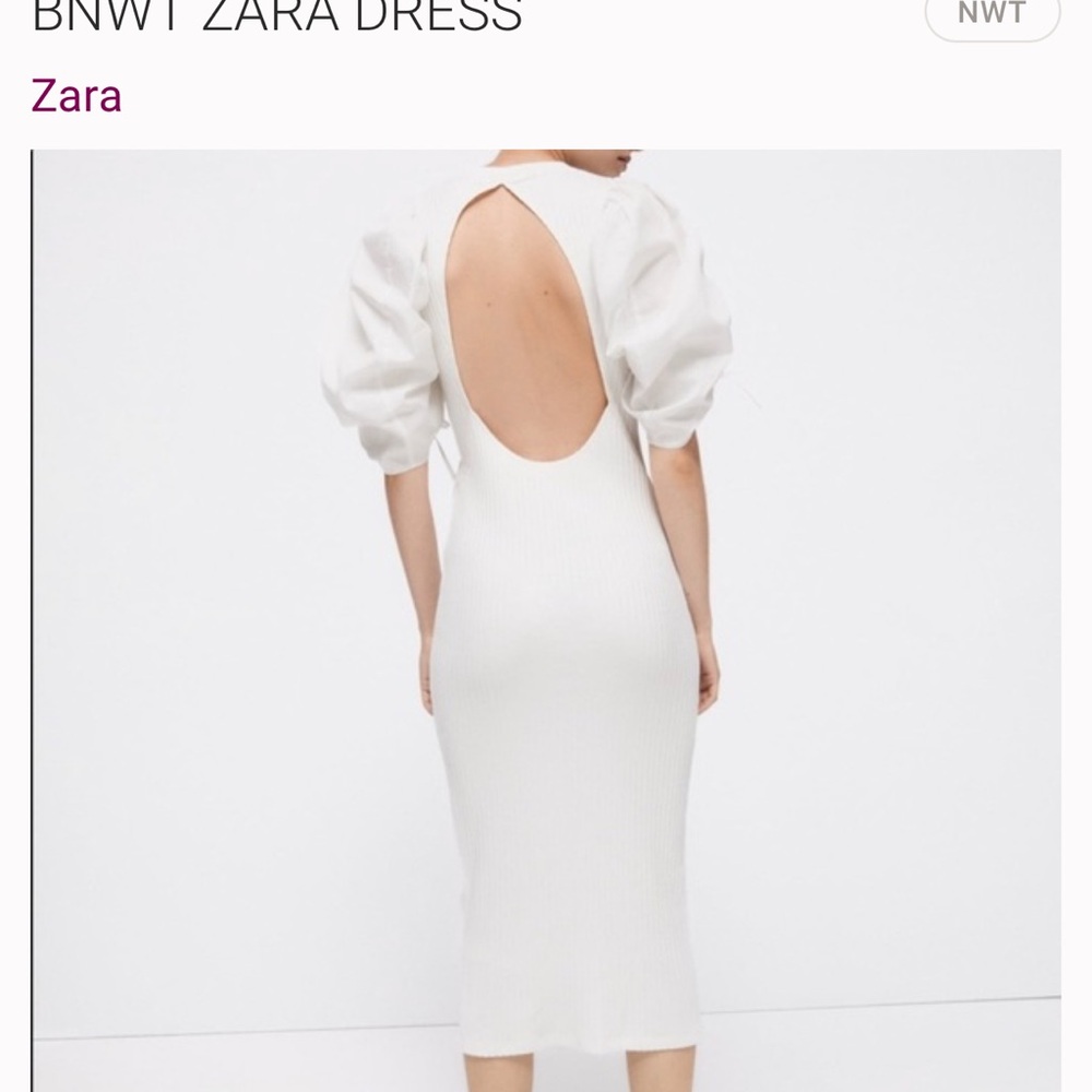 Zara White Ribbed Dress - Picture 8 of 9